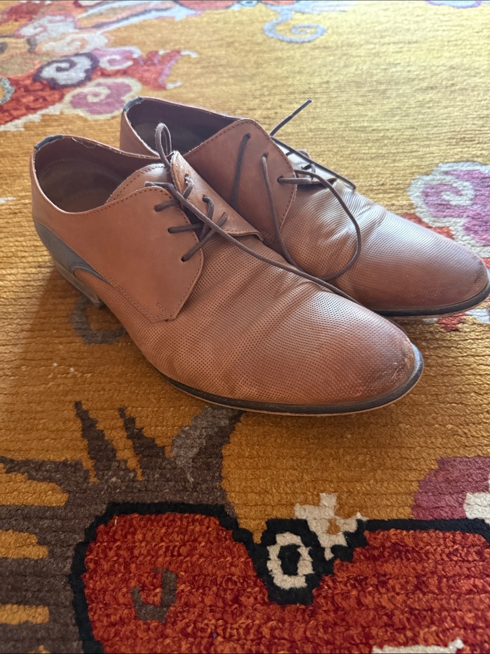 Reaction Kenneth Cole Men's Brown Leather Lace-Up Derby Shoes
